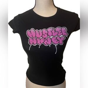 Hustler Hollywood Black Tee with Pink Logo